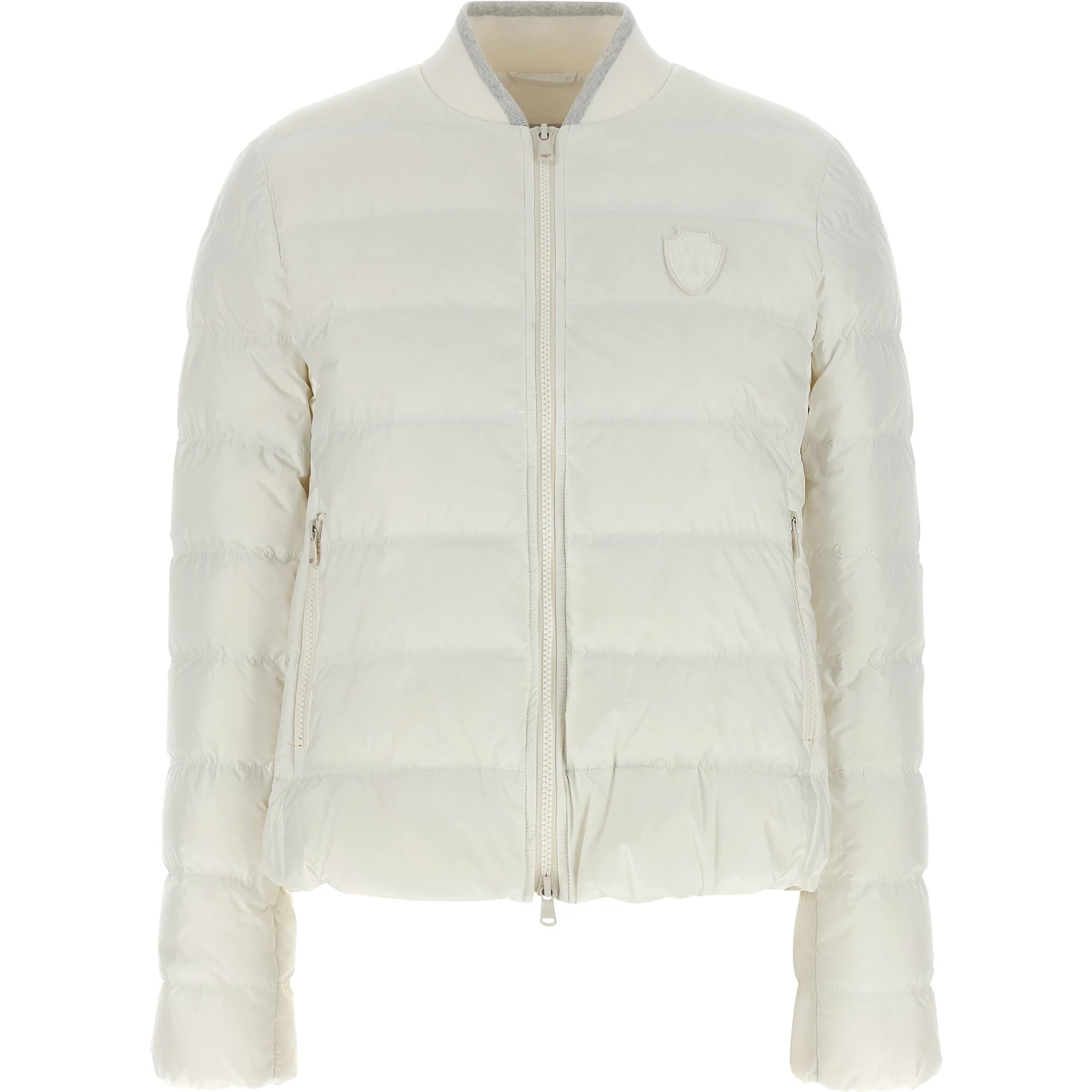 White Polyester Full-Length Jacket