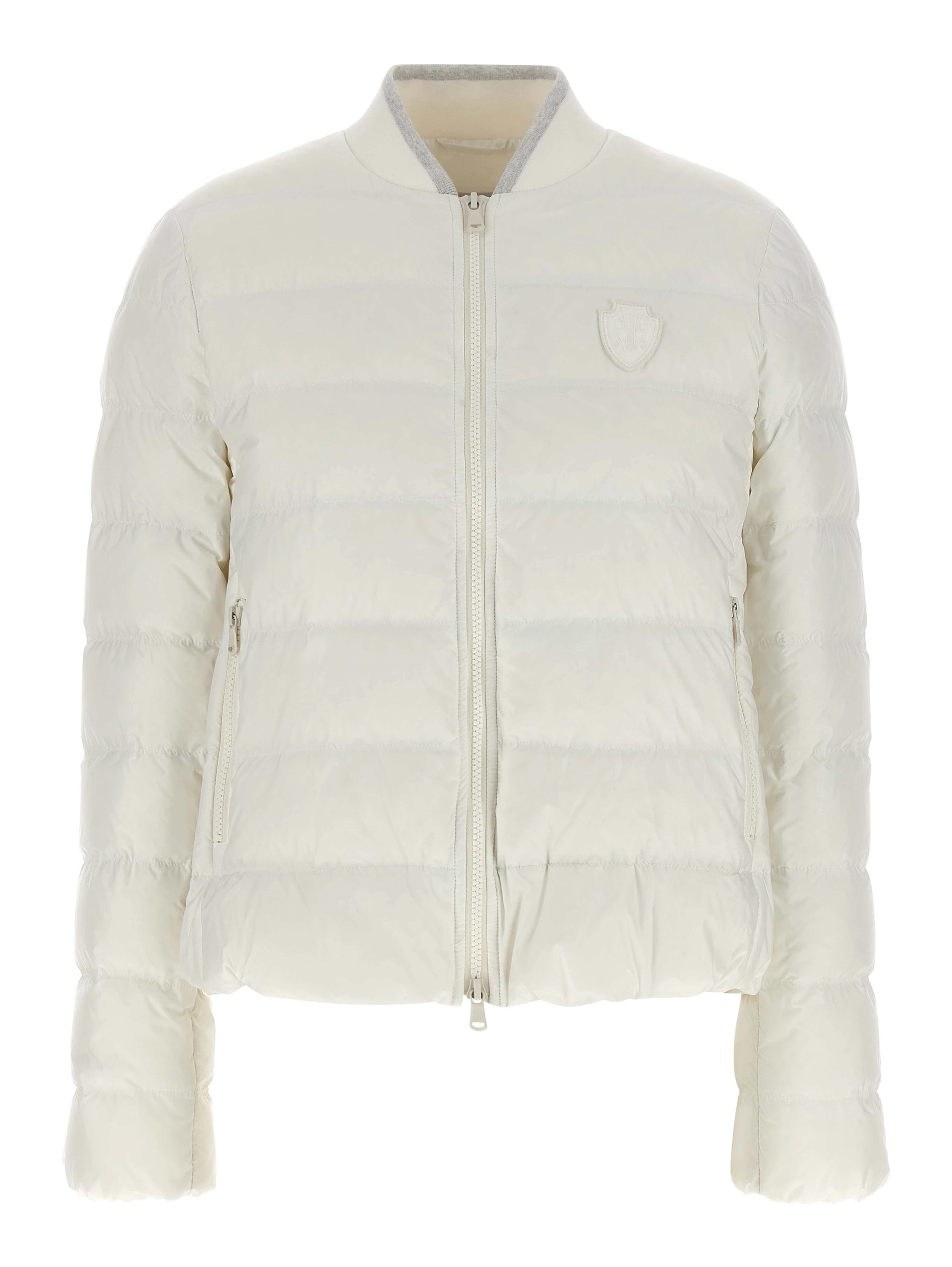 White Polyester Full-Length Jacket