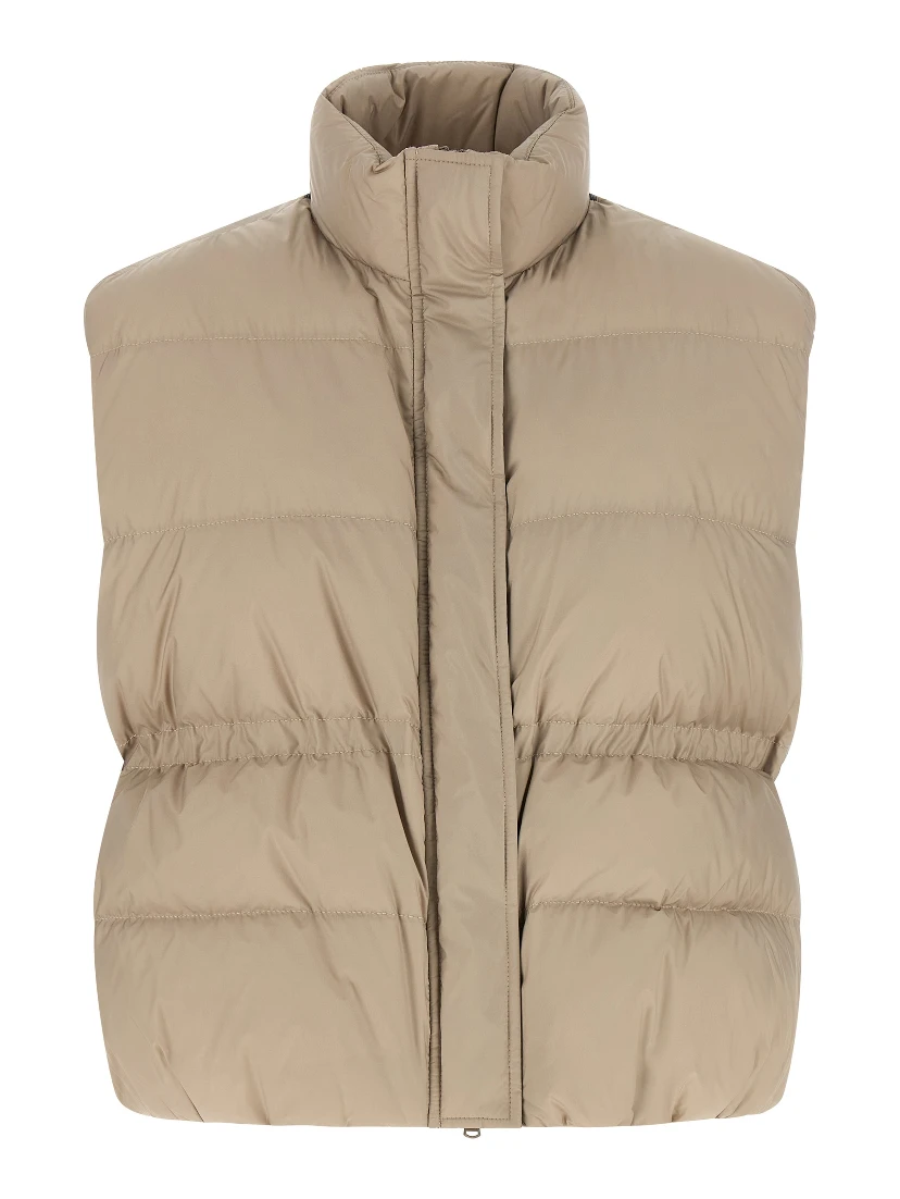 Gray Polyester Sleeveless Jacket