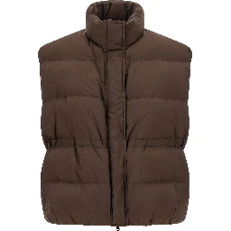 Brown Polyester Sleeveless Jacket
