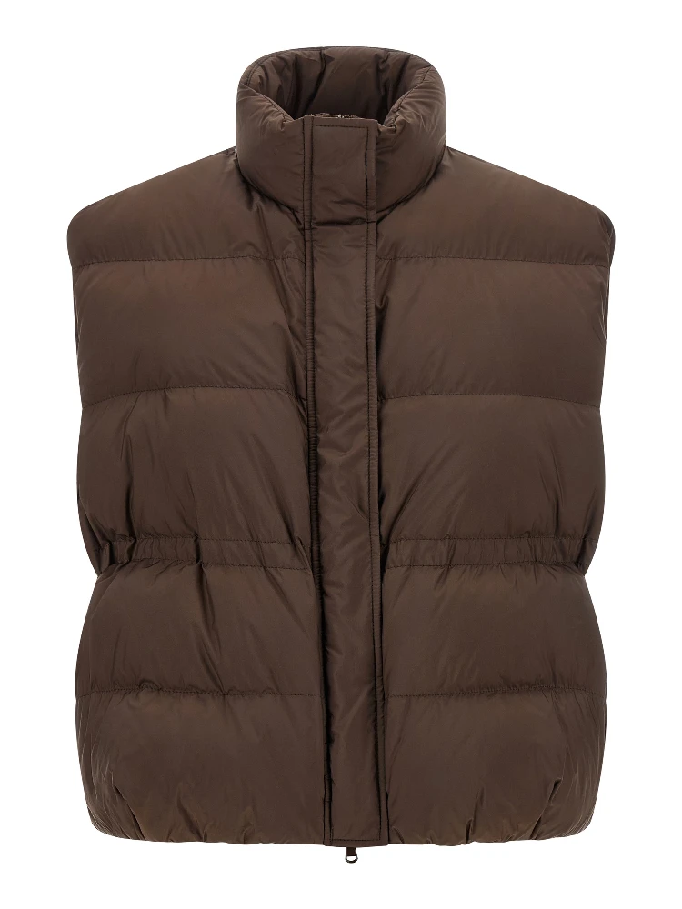 Brown Polyester Sleeveless Jacket