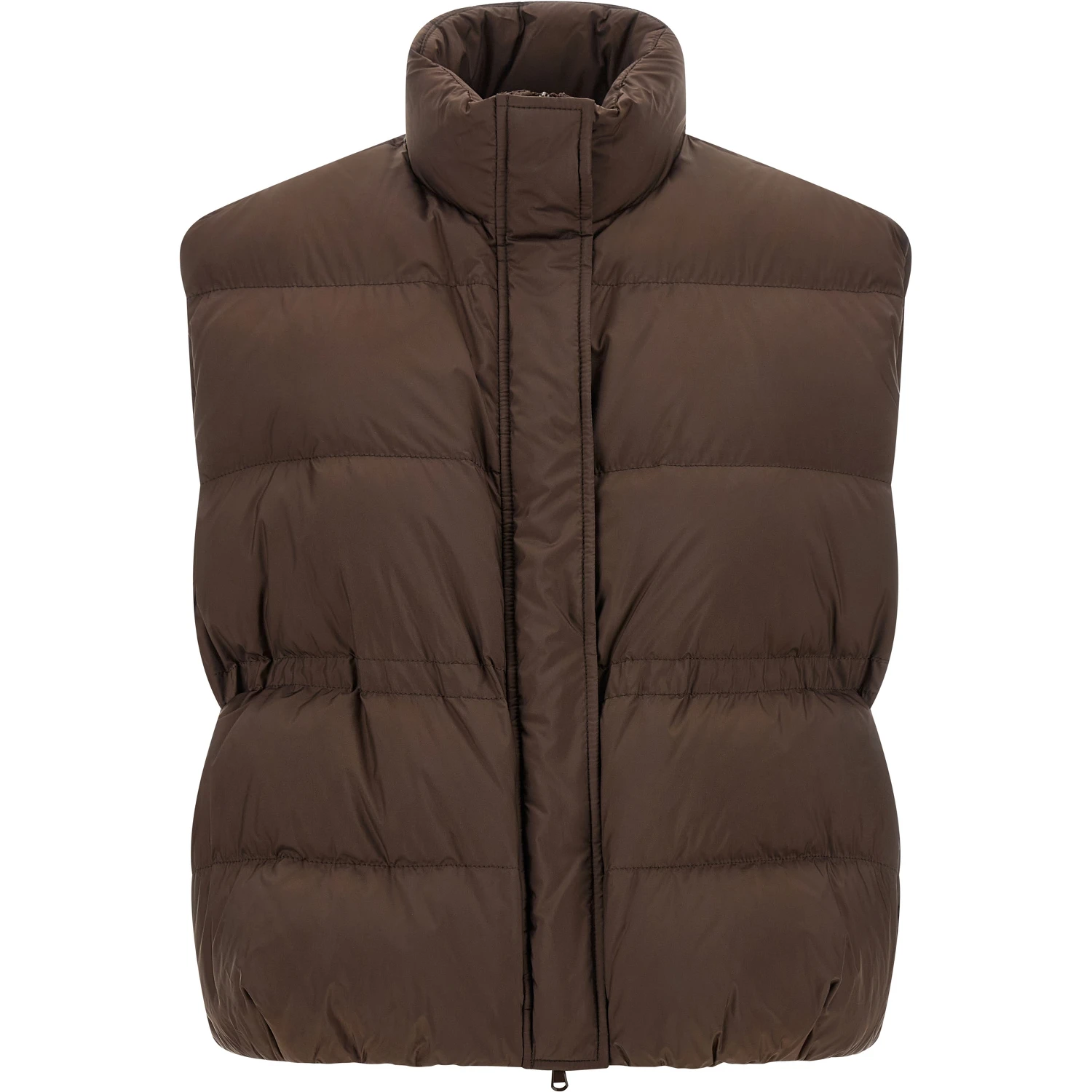 Brown Polyester Sleeveless Jacket