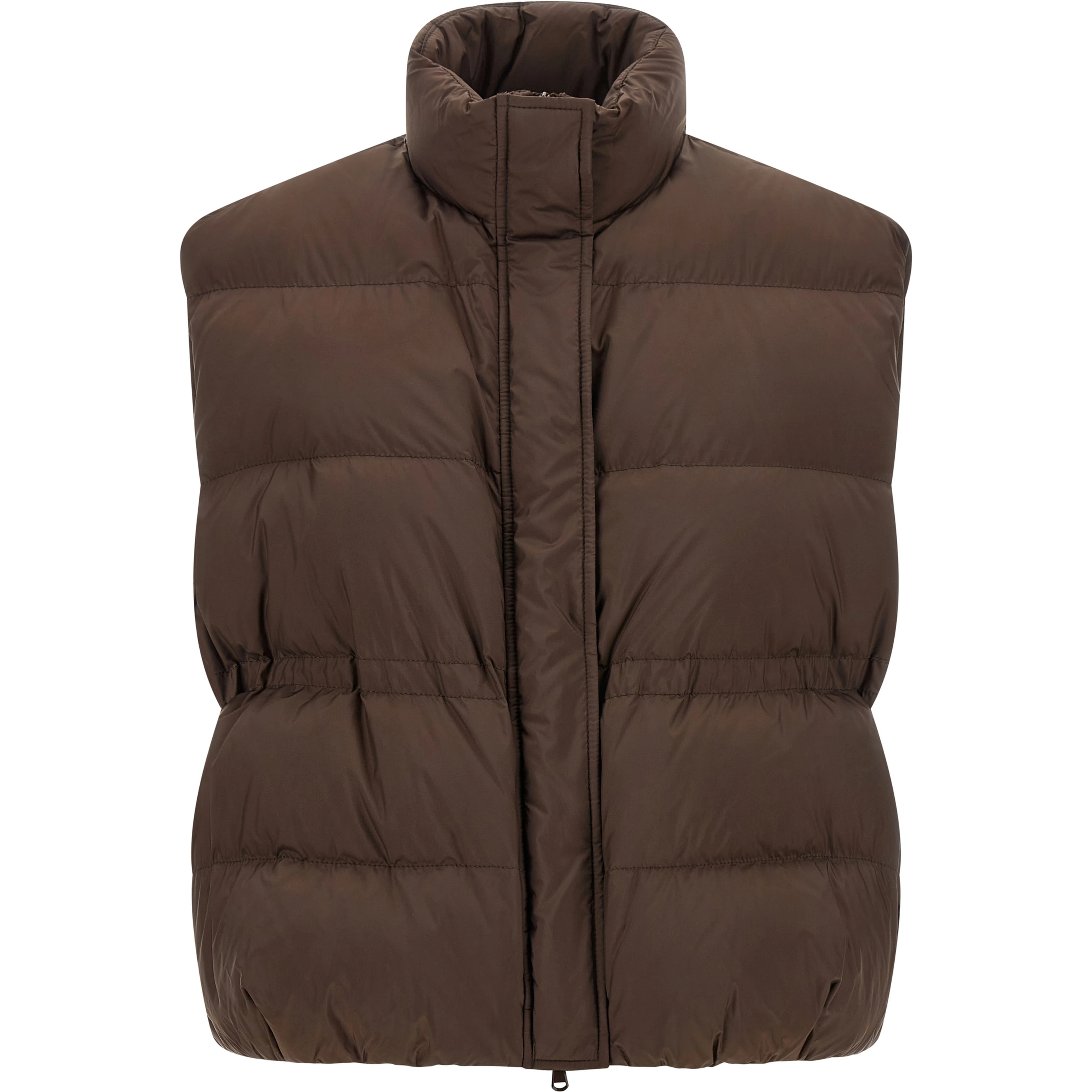 Brown Polyester Sleeveless Jacket