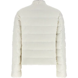 White Polyester Full-Length Jacket