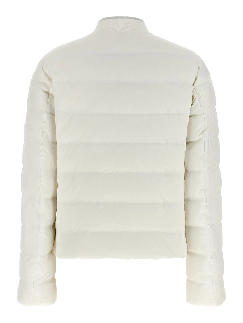 White Polyester Full-Length Jacket
