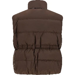 Brown Polyester Sleeveless Jacket