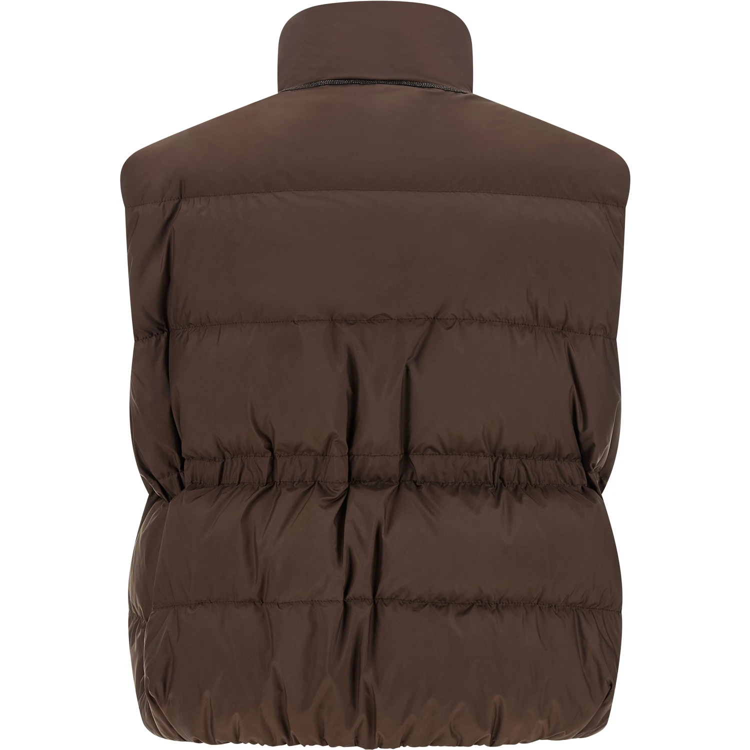 Brown Polyester Sleeveless Jacket