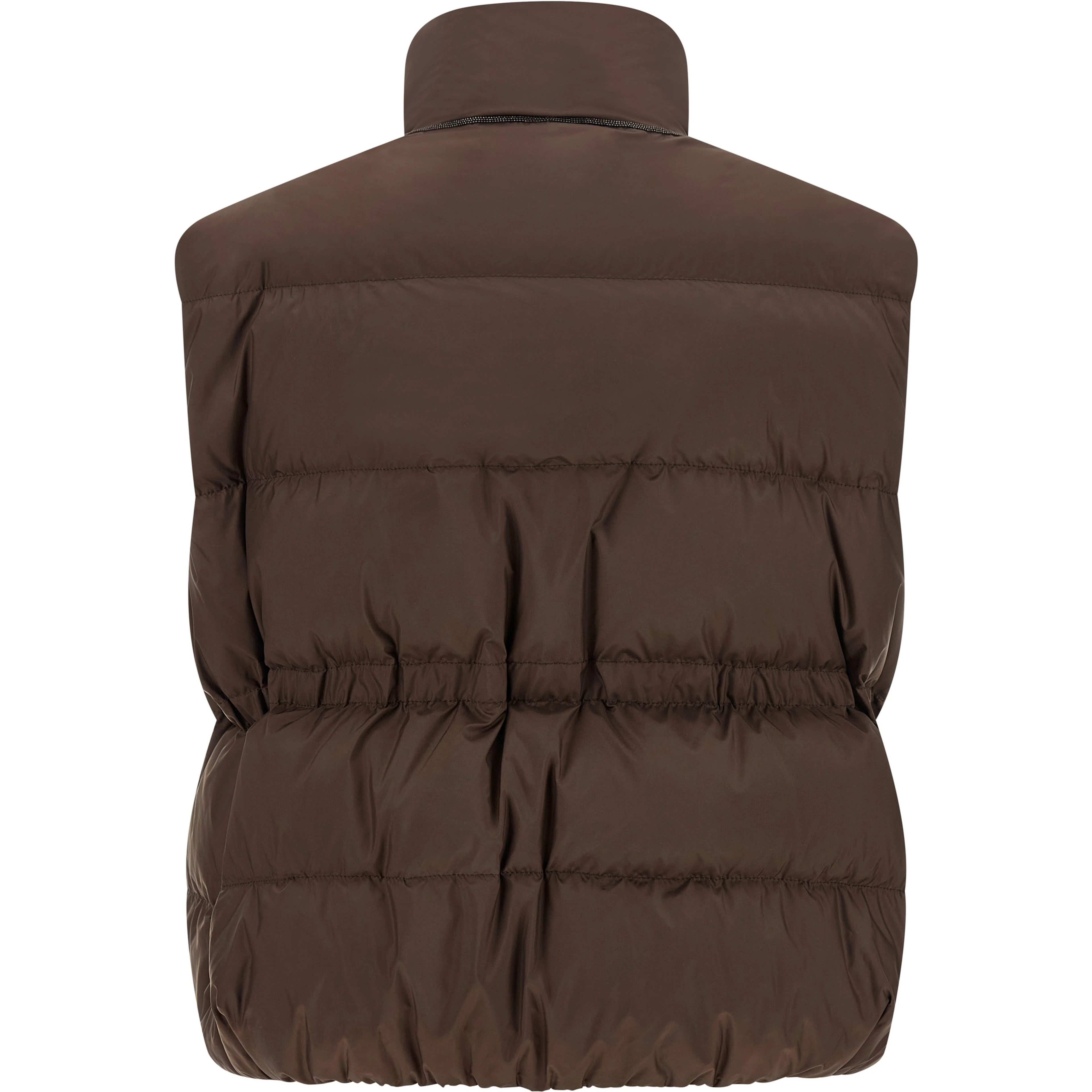 Brown Polyester Sleeveless Jacket