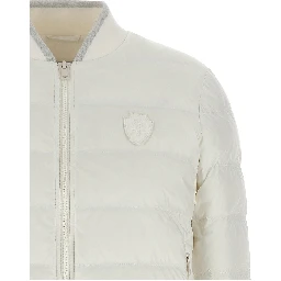 White Polyester Full-Length Jacket