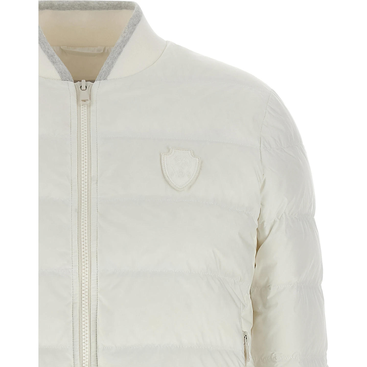White Polyester Full-Length Jacket