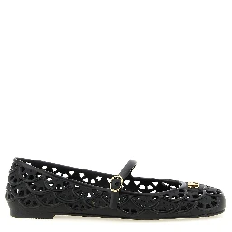 Black Polyvinyl Ballet Flats