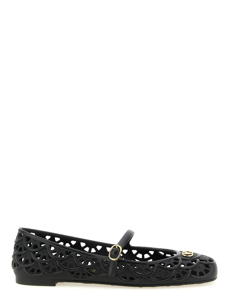 Black Polyvinyl Ballet Flats