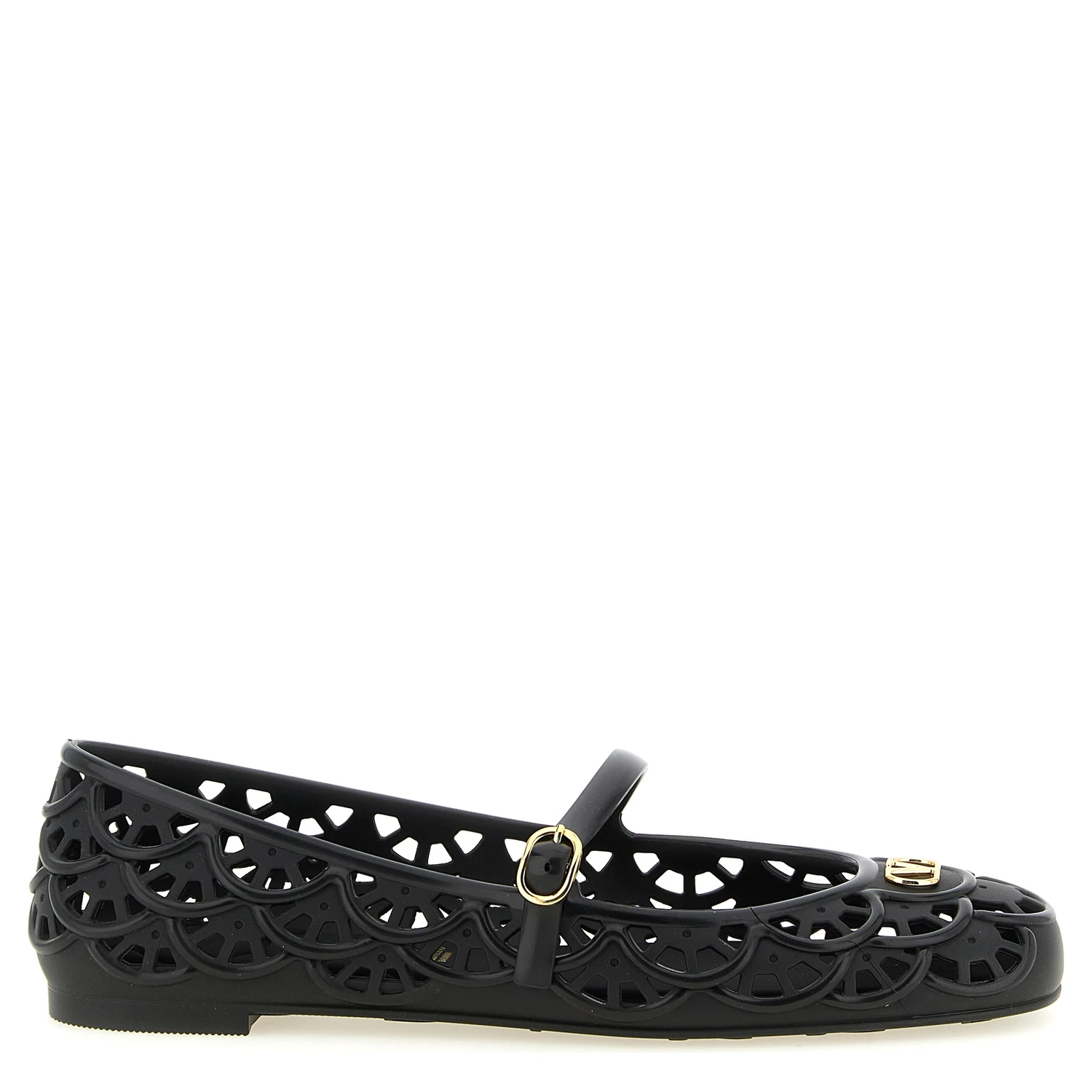 Black Polyvinyl Ballet Flats
