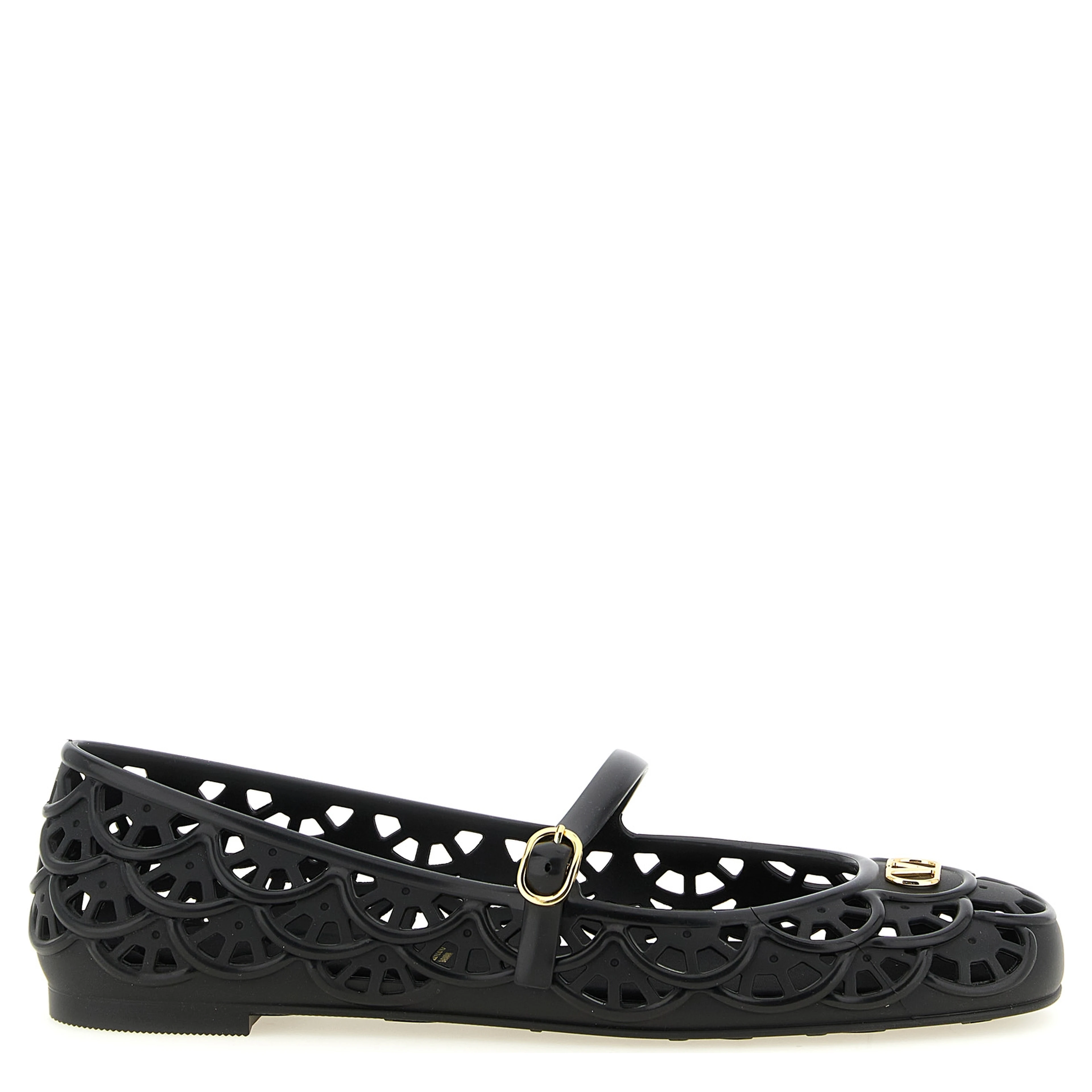 Black Polyvinyl Ballet Flats