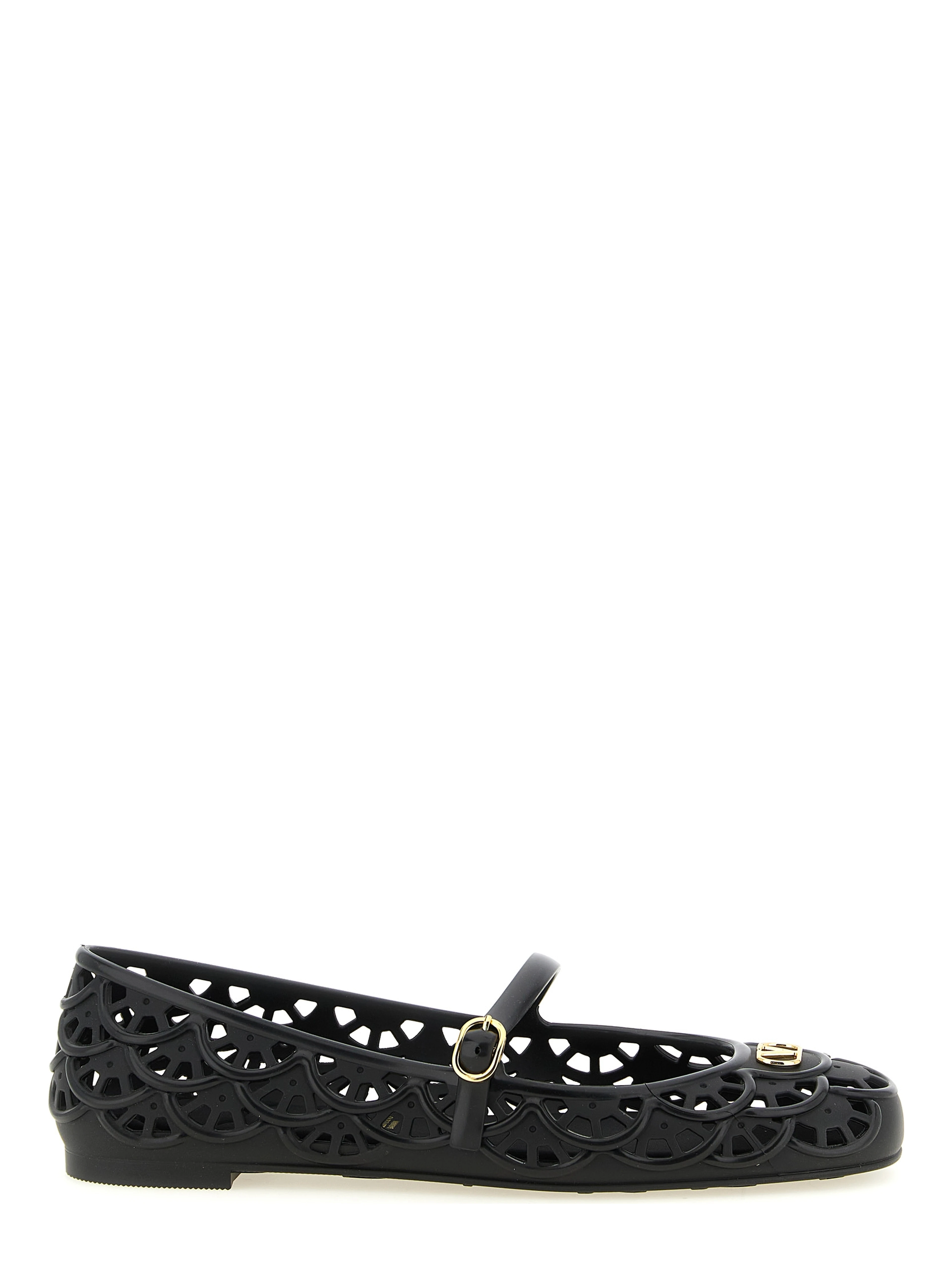 Black Polyvinyl Ballet Flats