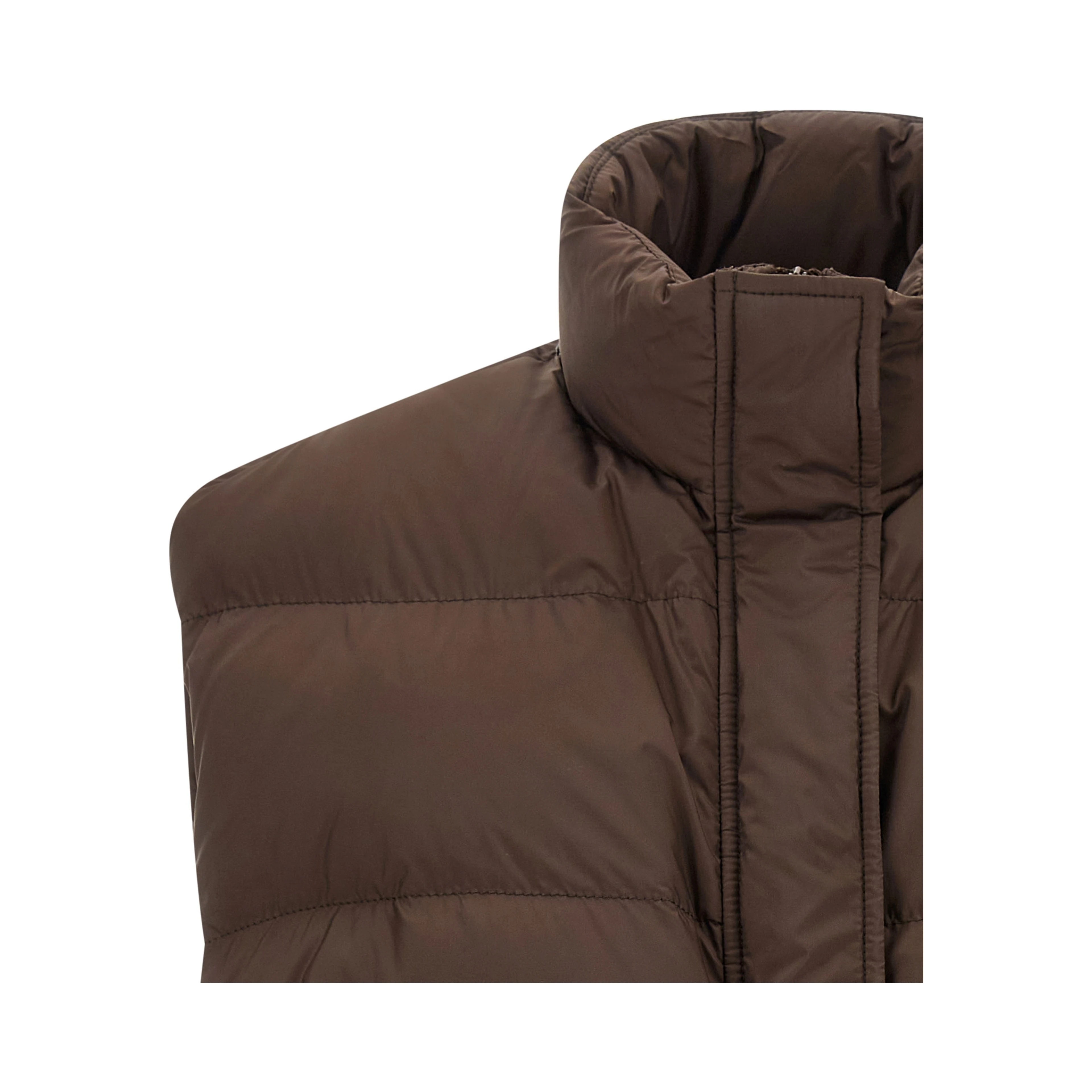 Brown Polyester Sleeveless Jacket