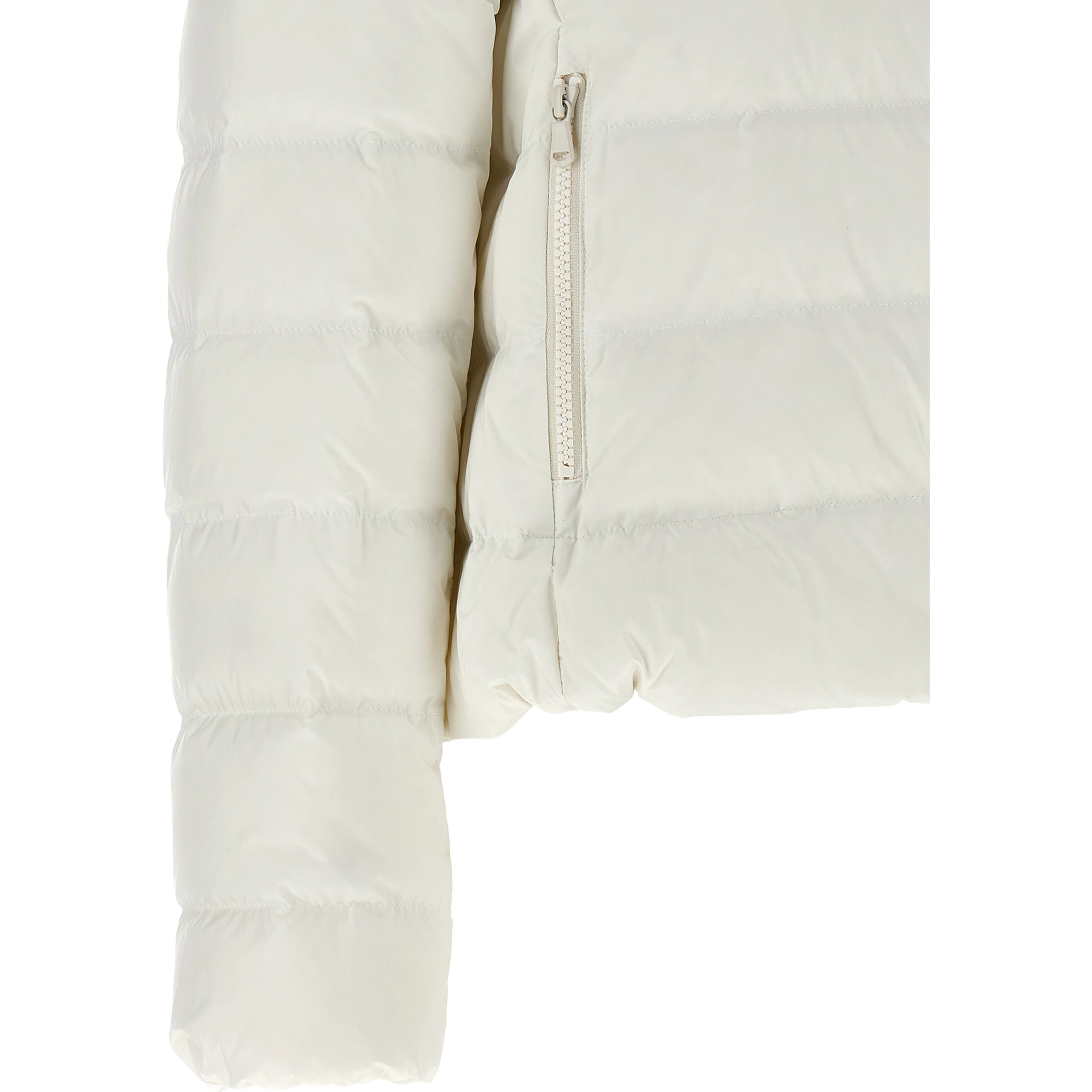 White Polyester Full-Length Jacket