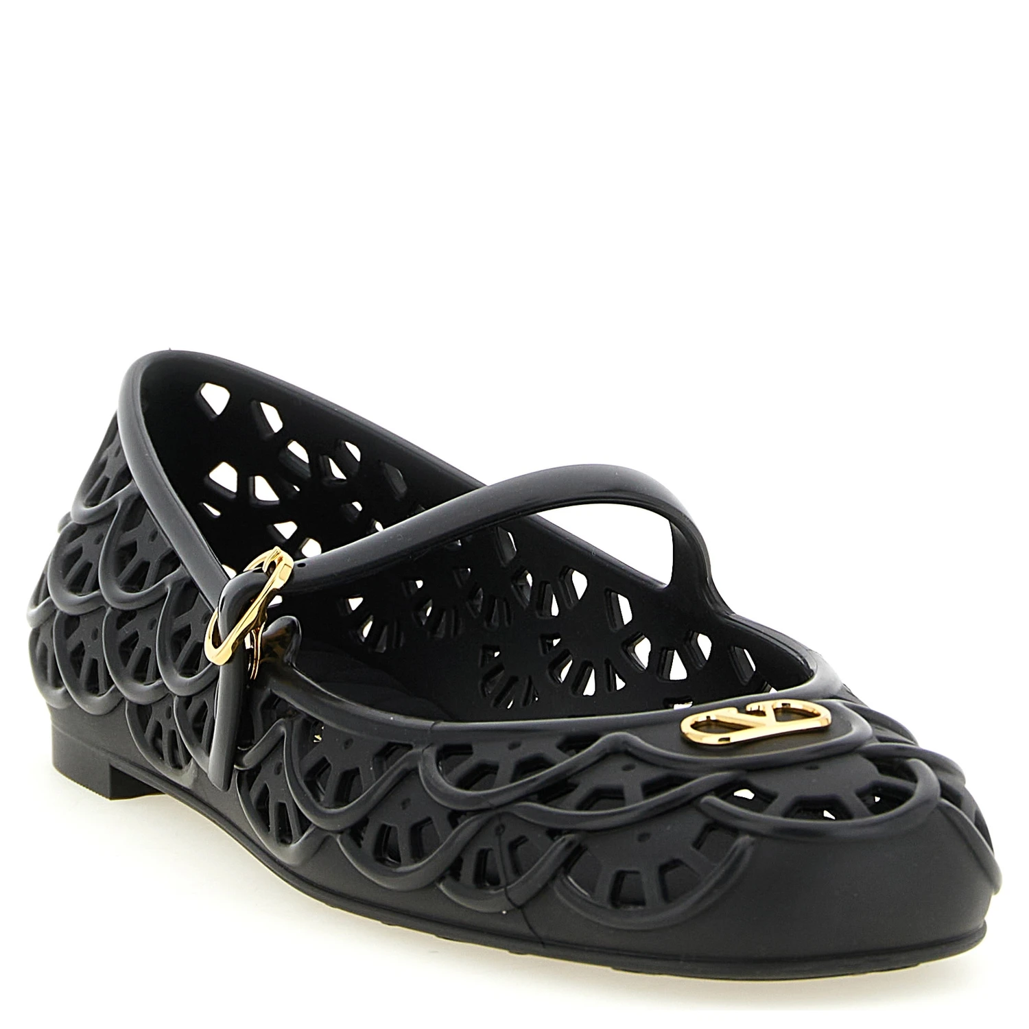 Black Polyvinyl Ballet Flats