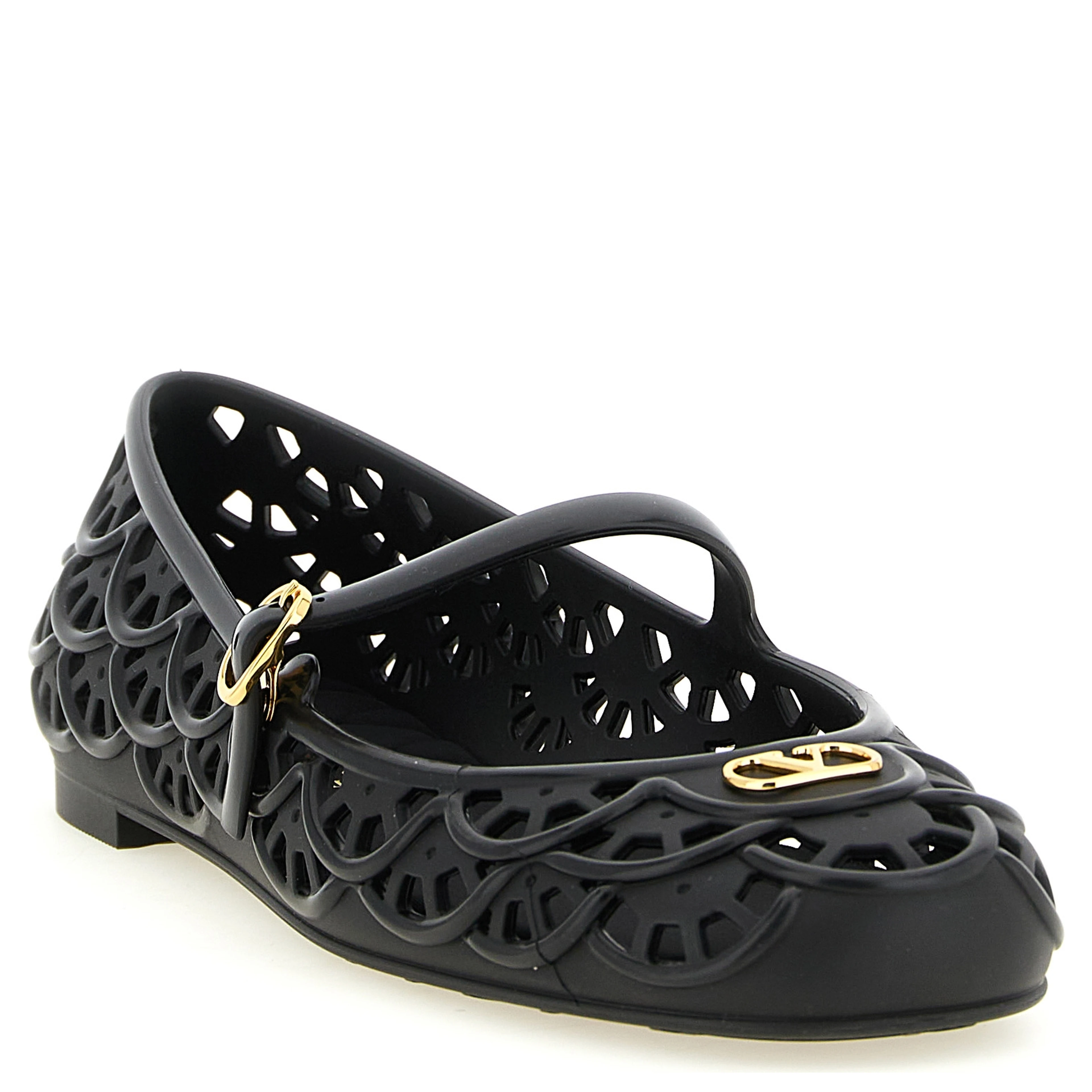 Black Polyvinyl Ballet Flats