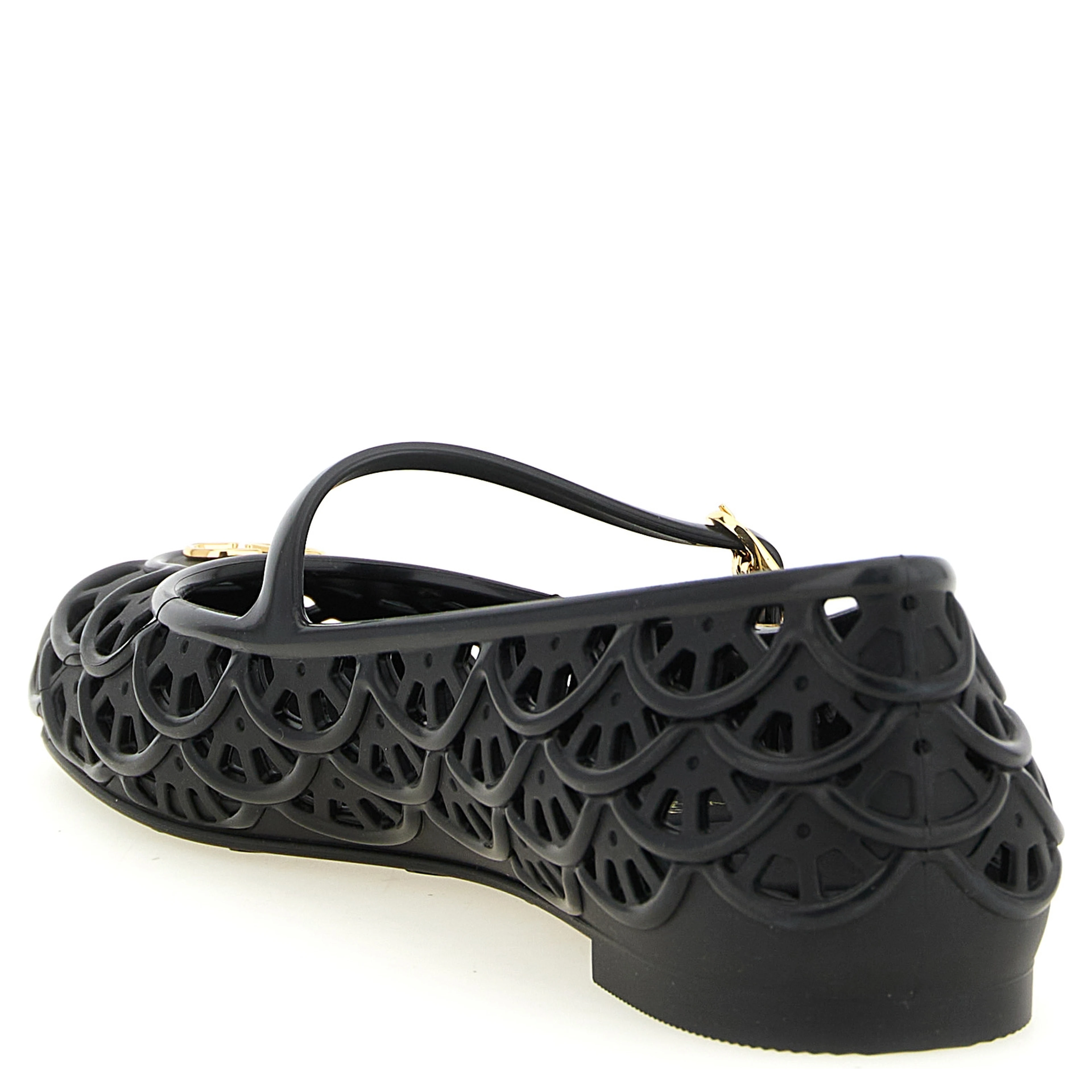 Black Polyvinyl Ballet Flats