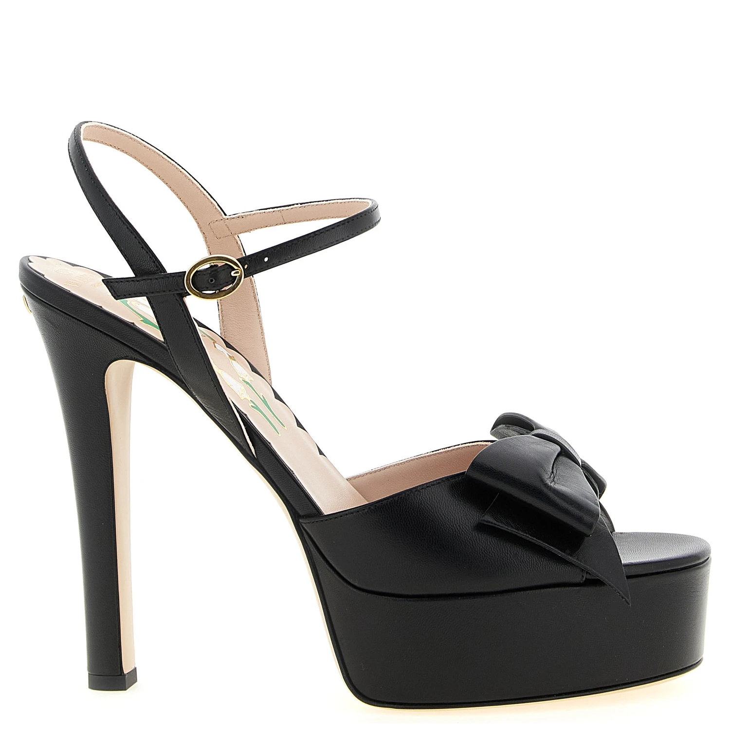 Black Calfskin Stiletto Heel Sandals