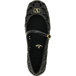 Black Polyvinyl Ballet Flats