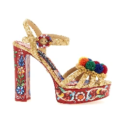 Multicolor Viscose Stiletto Heel Sandals