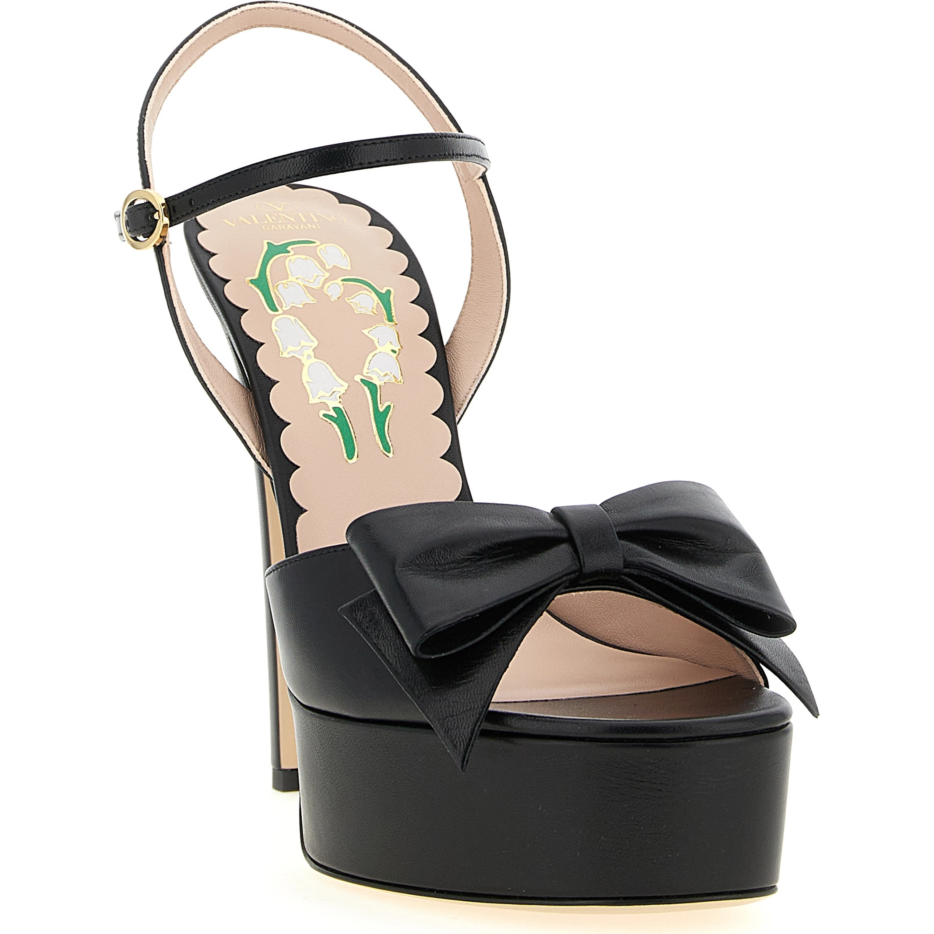 Black Calfskin Stiletto Heel Sandals