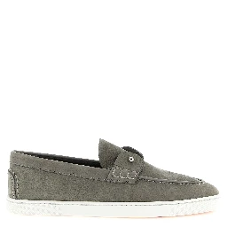Gray Calfskin Slip-On Loafers