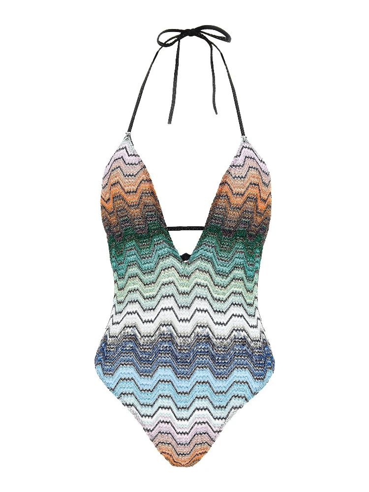 Multicolor Polyester One-Piece Swimsuit