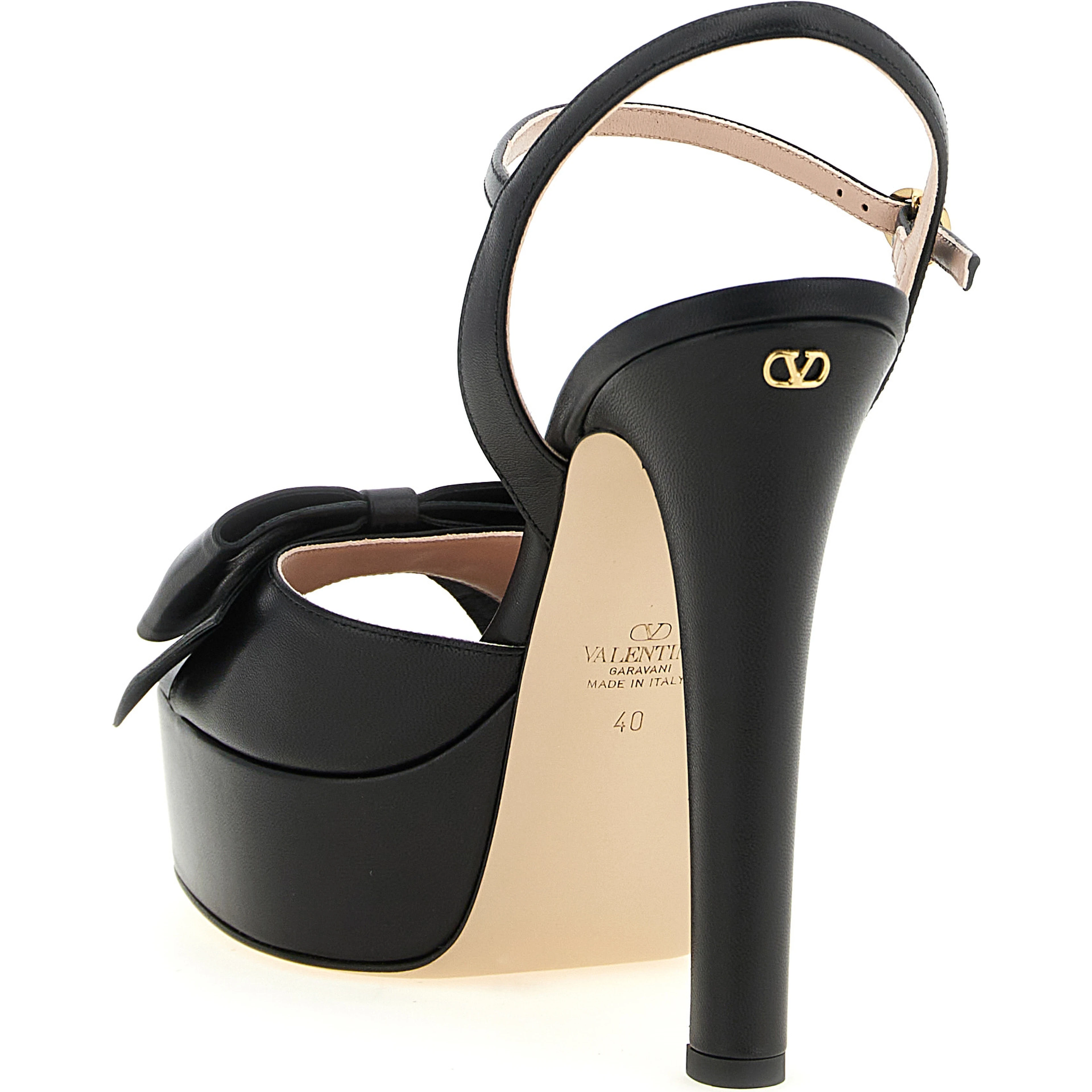 Black Calfskin Stiletto Heel Sandals