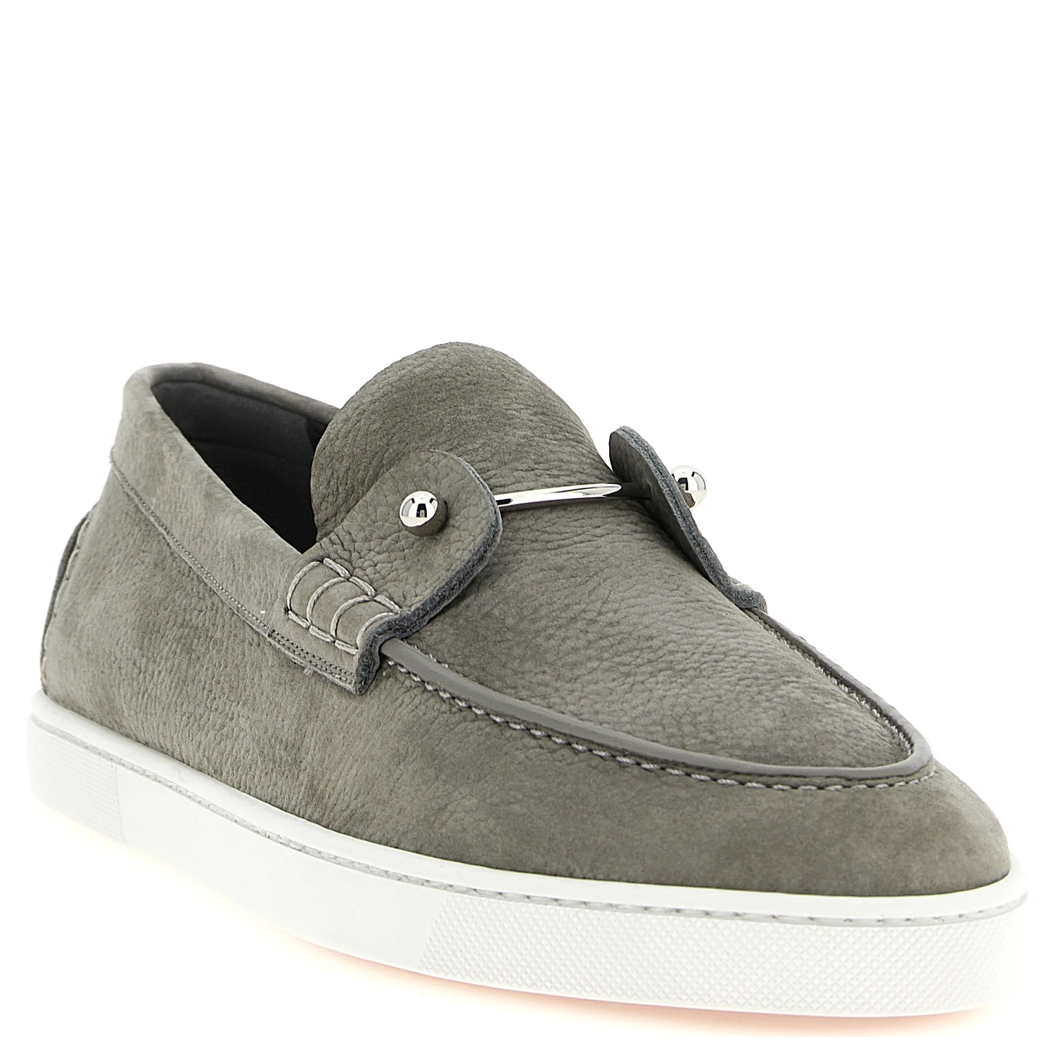 Gray Calfskin Slip-On Loafers