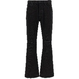 Black Cotton Flared Jeans