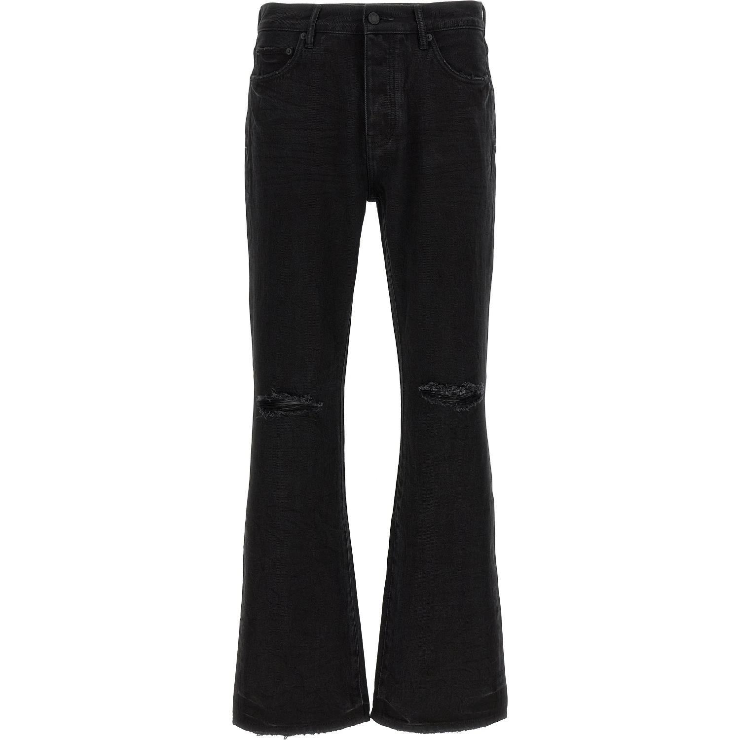 Black Cotton Flared Jeans