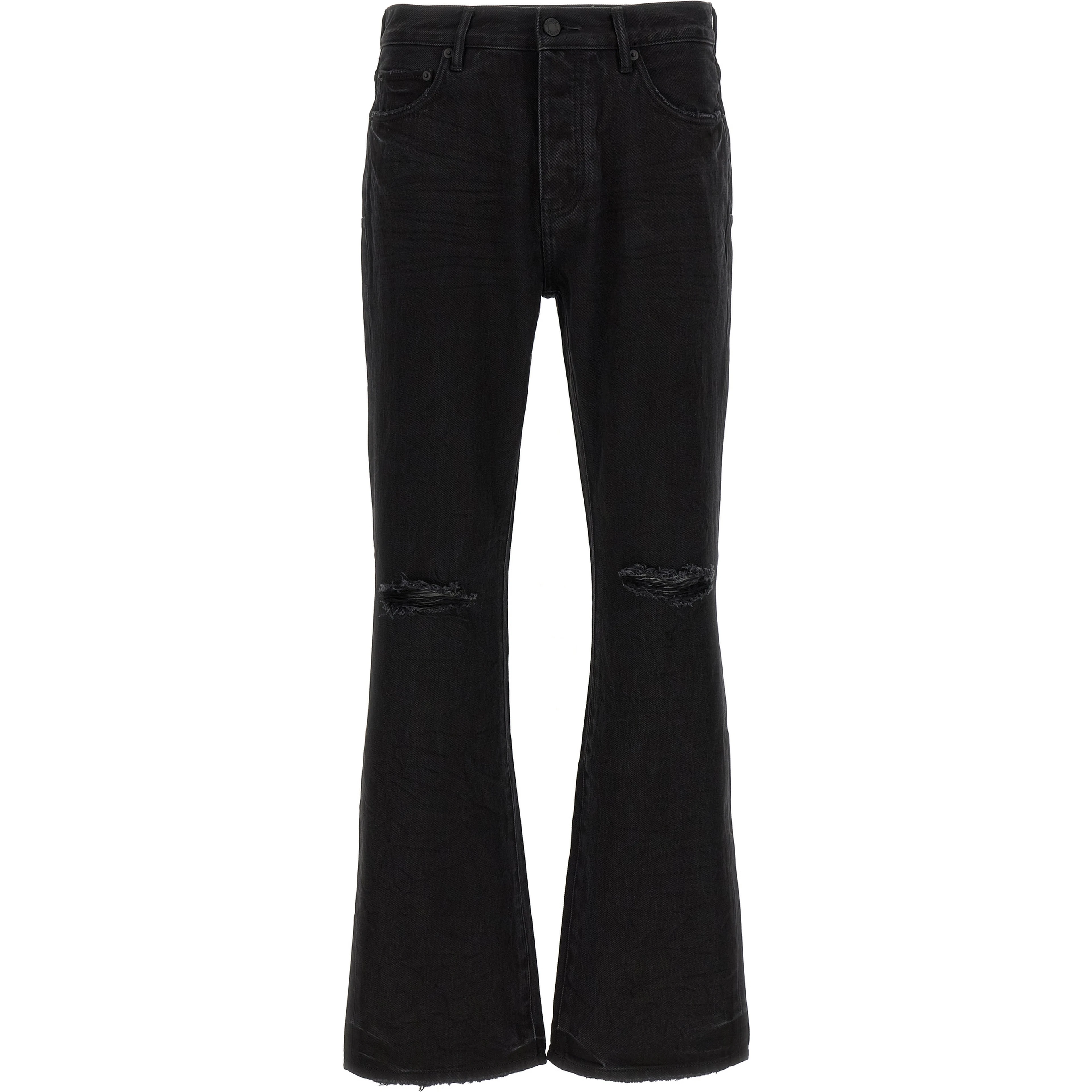 Black Cotton Flared Jeans