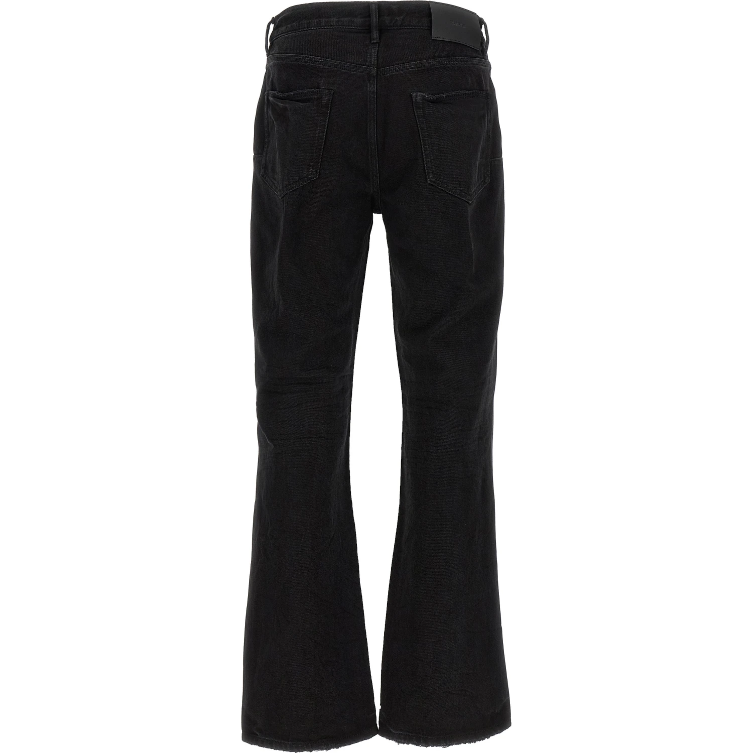 Black Cotton Flared Jeans