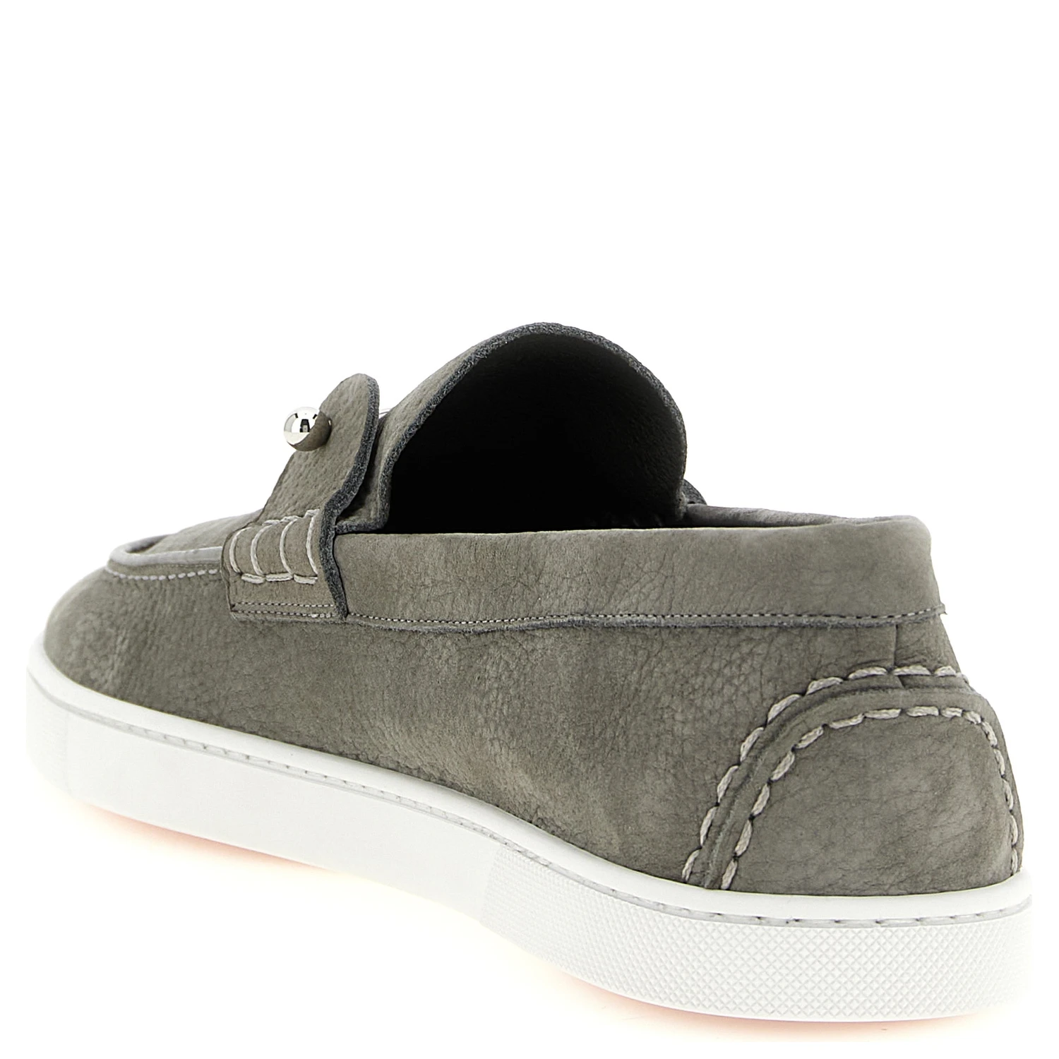 Gray Calfskin Slip-On Loafers