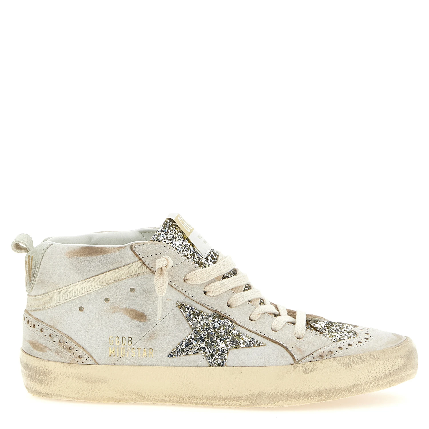 Beige Leather High Top Sneakers