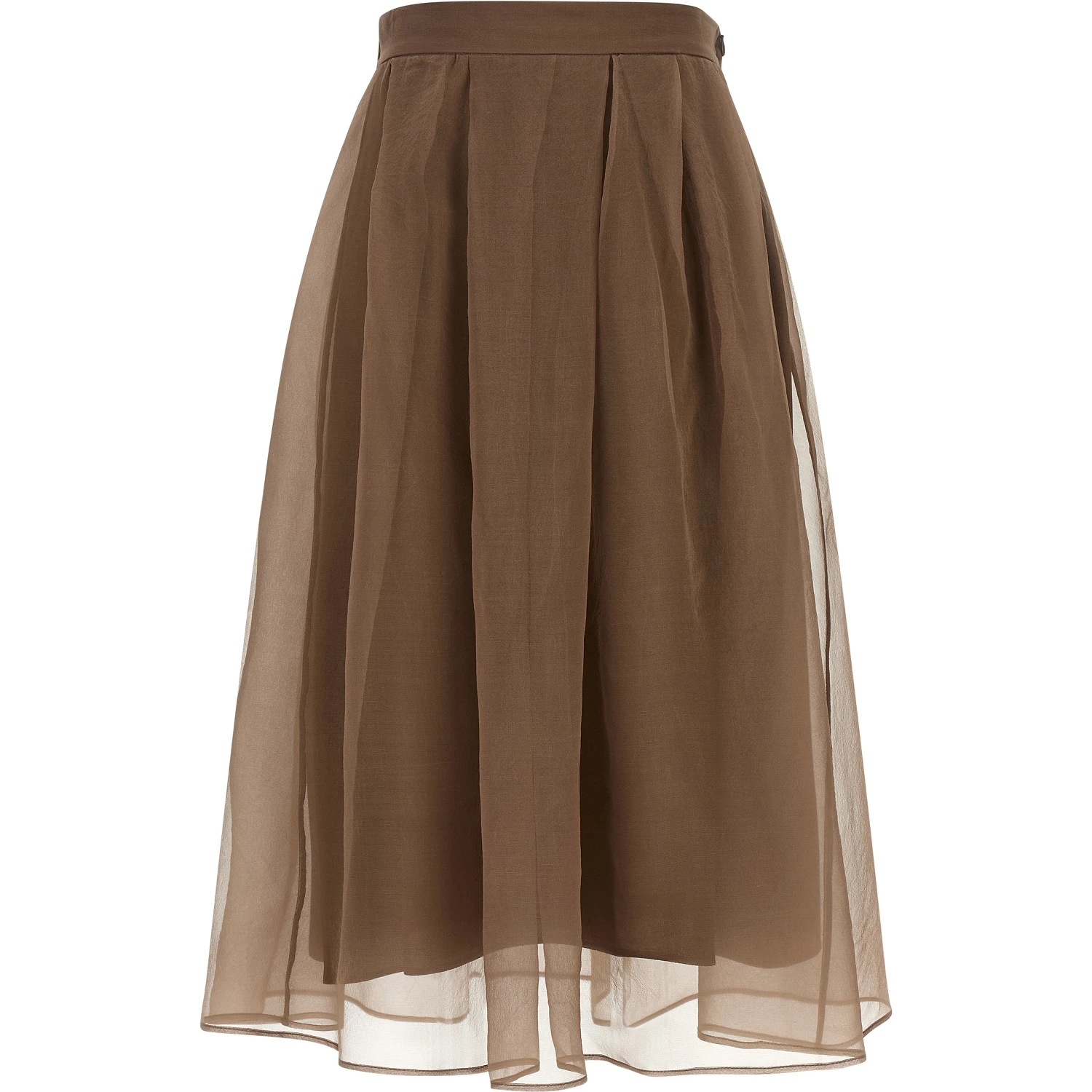 Brown Silk Midi Skirt