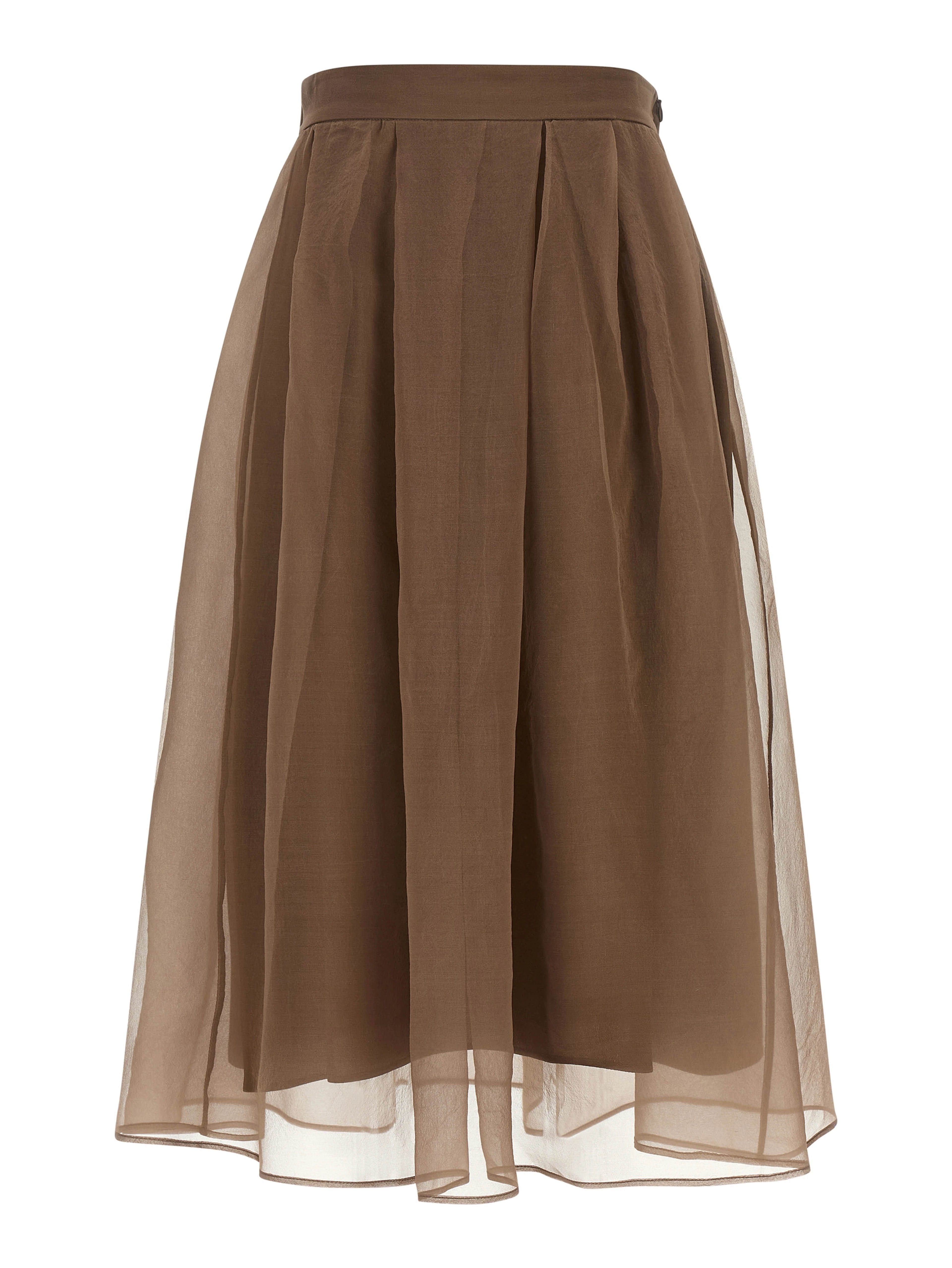 Brown Silk Midi Skirt