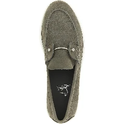 Gray Calfskin Slip-On Loafers
