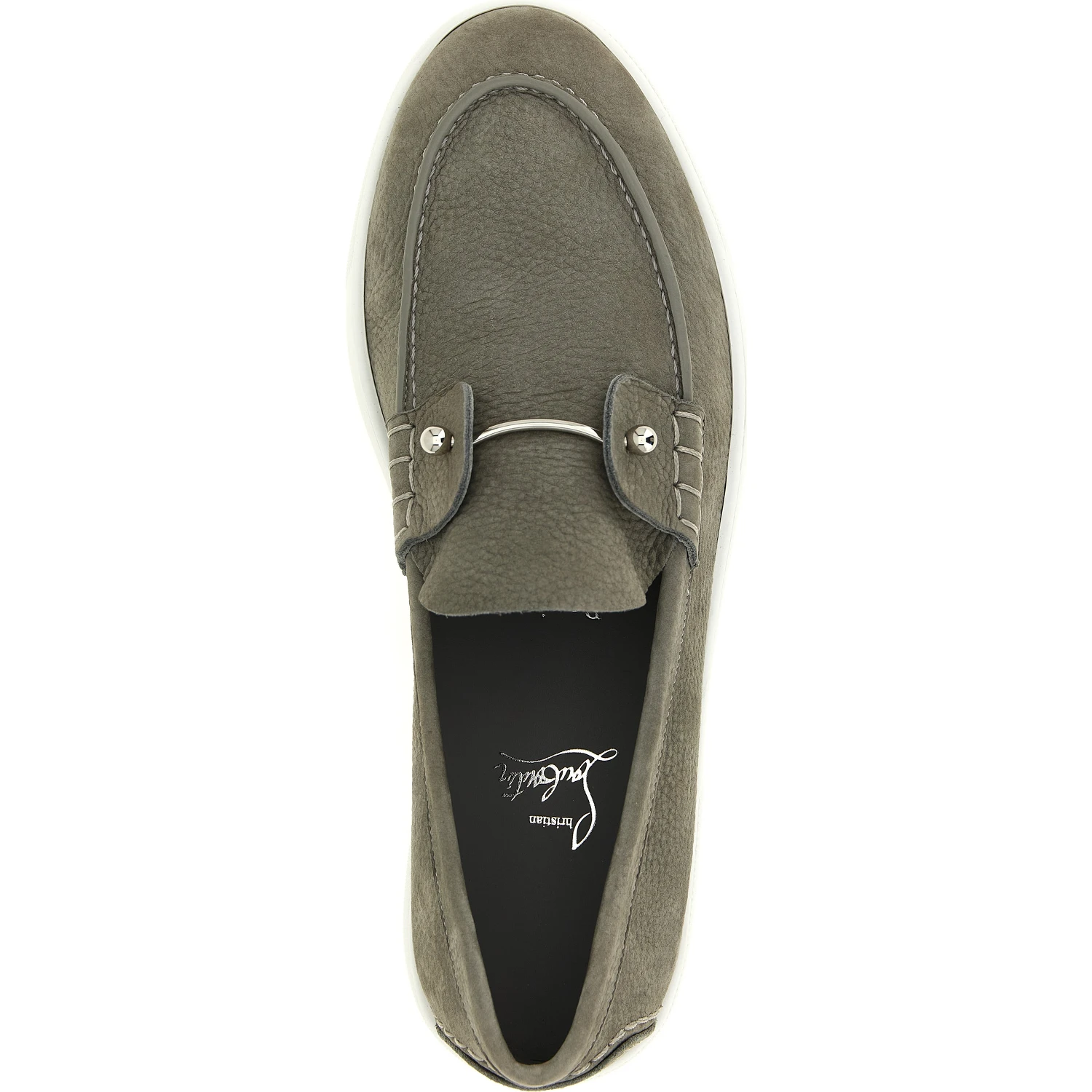 Gray Calfskin Slip-On Loafers