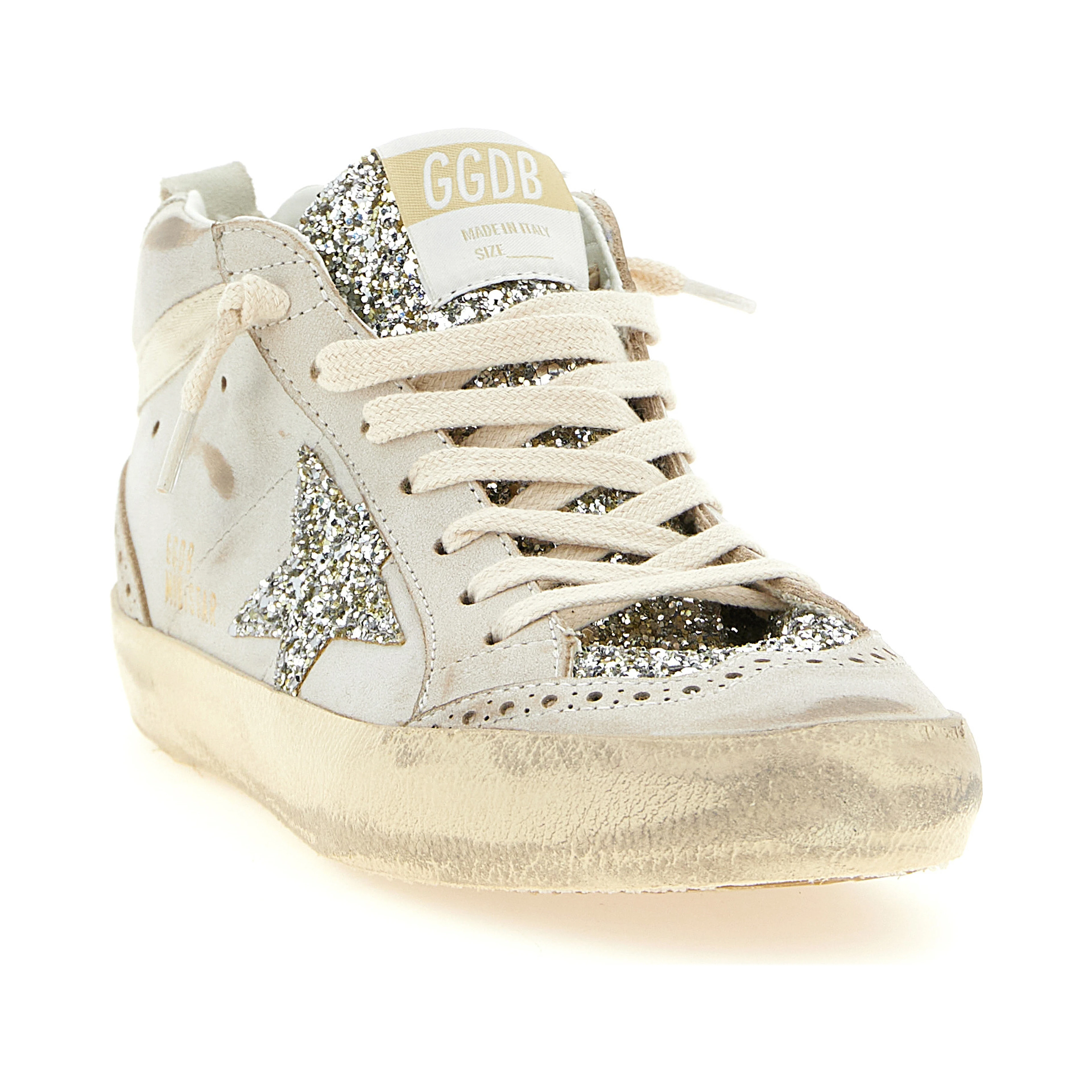 Beige Leather High Top Sneakers