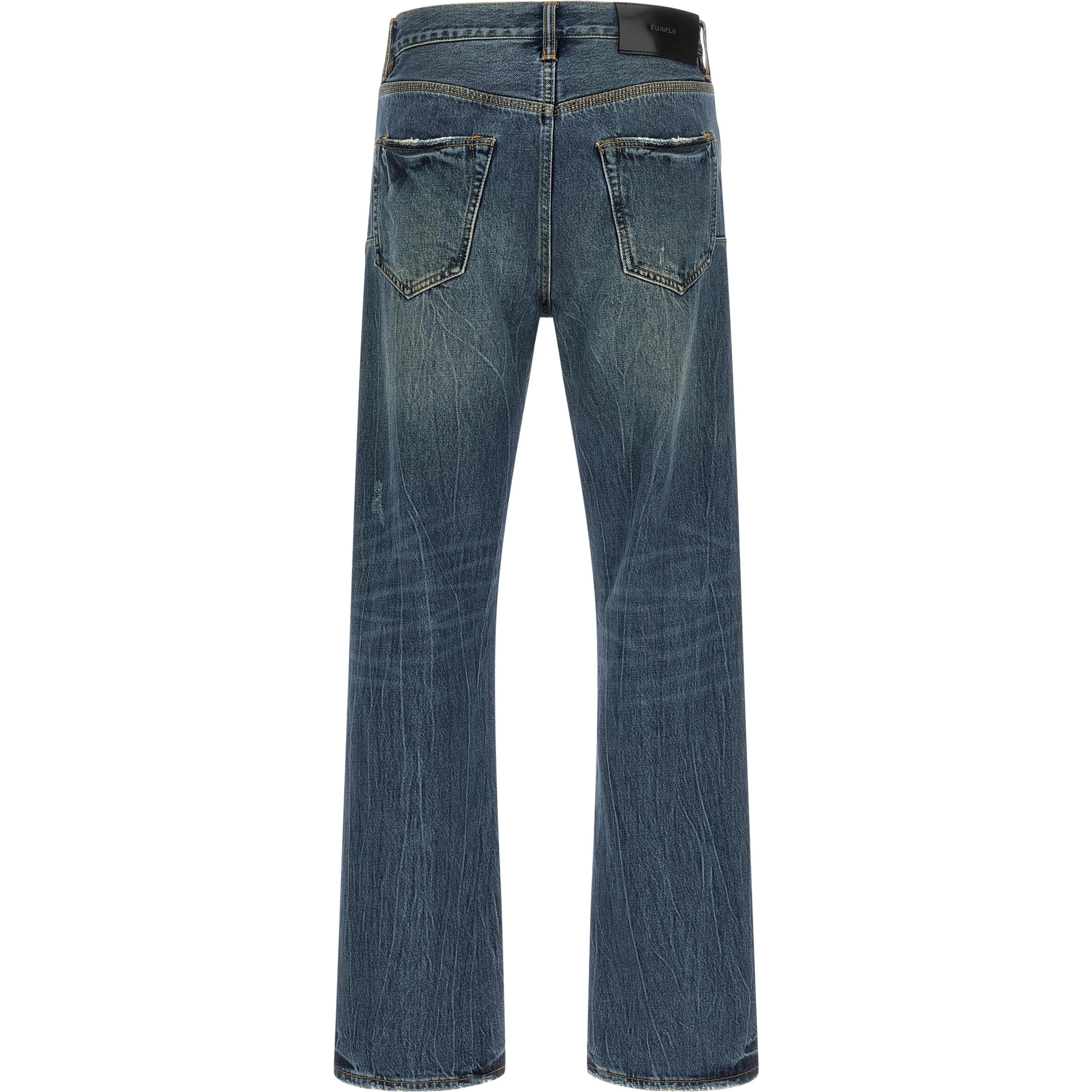 Blue Cotton Straight-Leg Jeans
