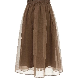 Brown Silk Midi Skirt