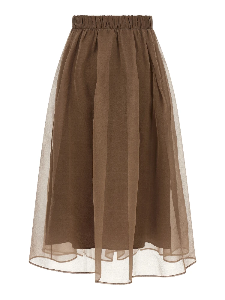 Brown Silk Midi Skirt alternative