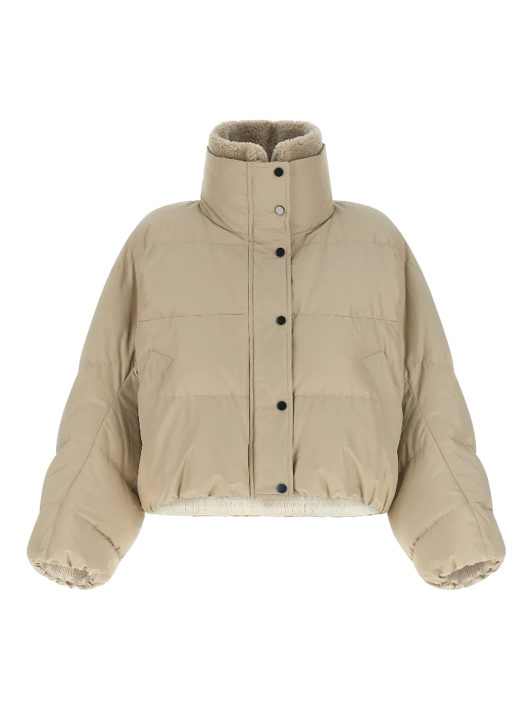 Beige Cotton Full-Length Jacket