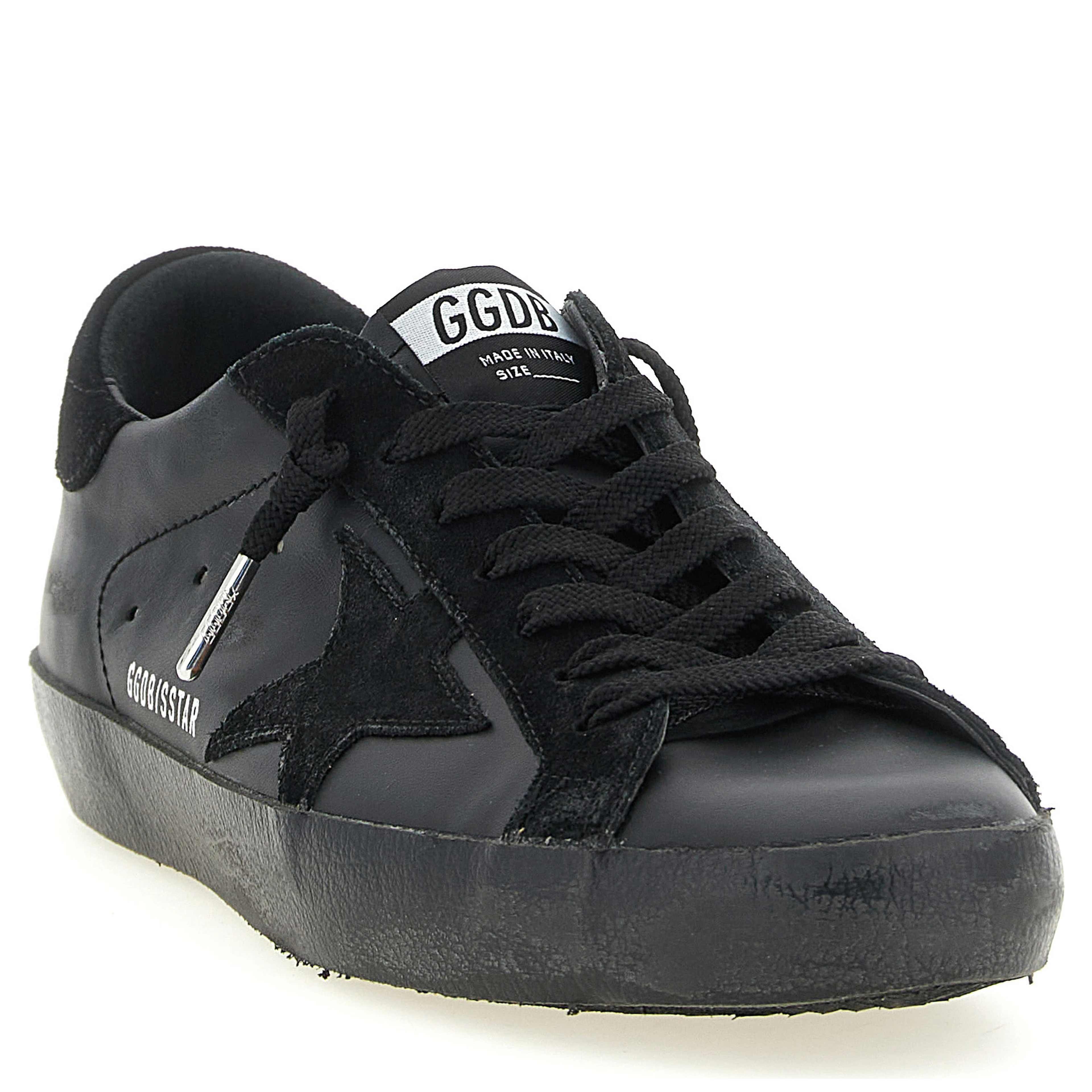 Black Cowhide Low Top Sneakers