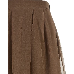 Brown Silk Midi Skirt