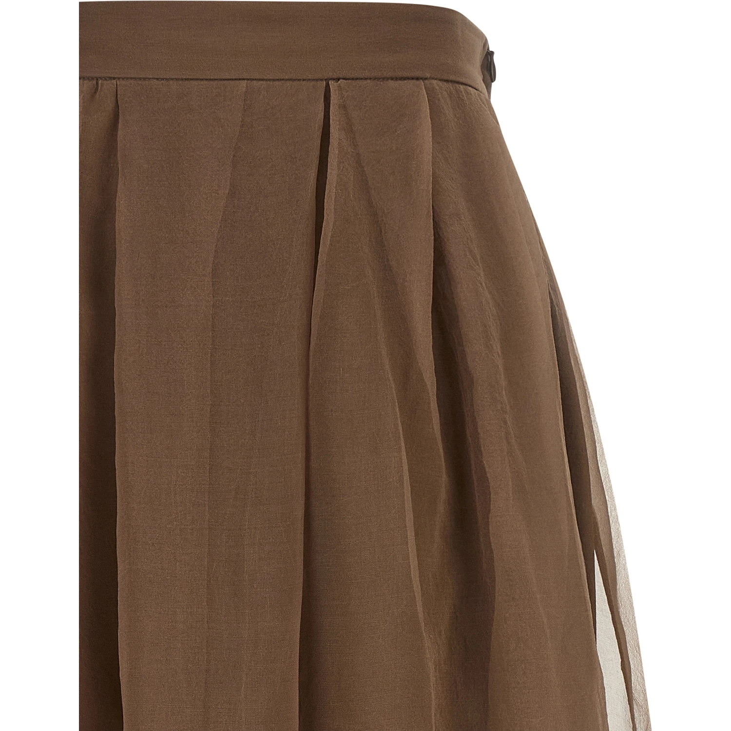 Brown Silk Midi Skirt